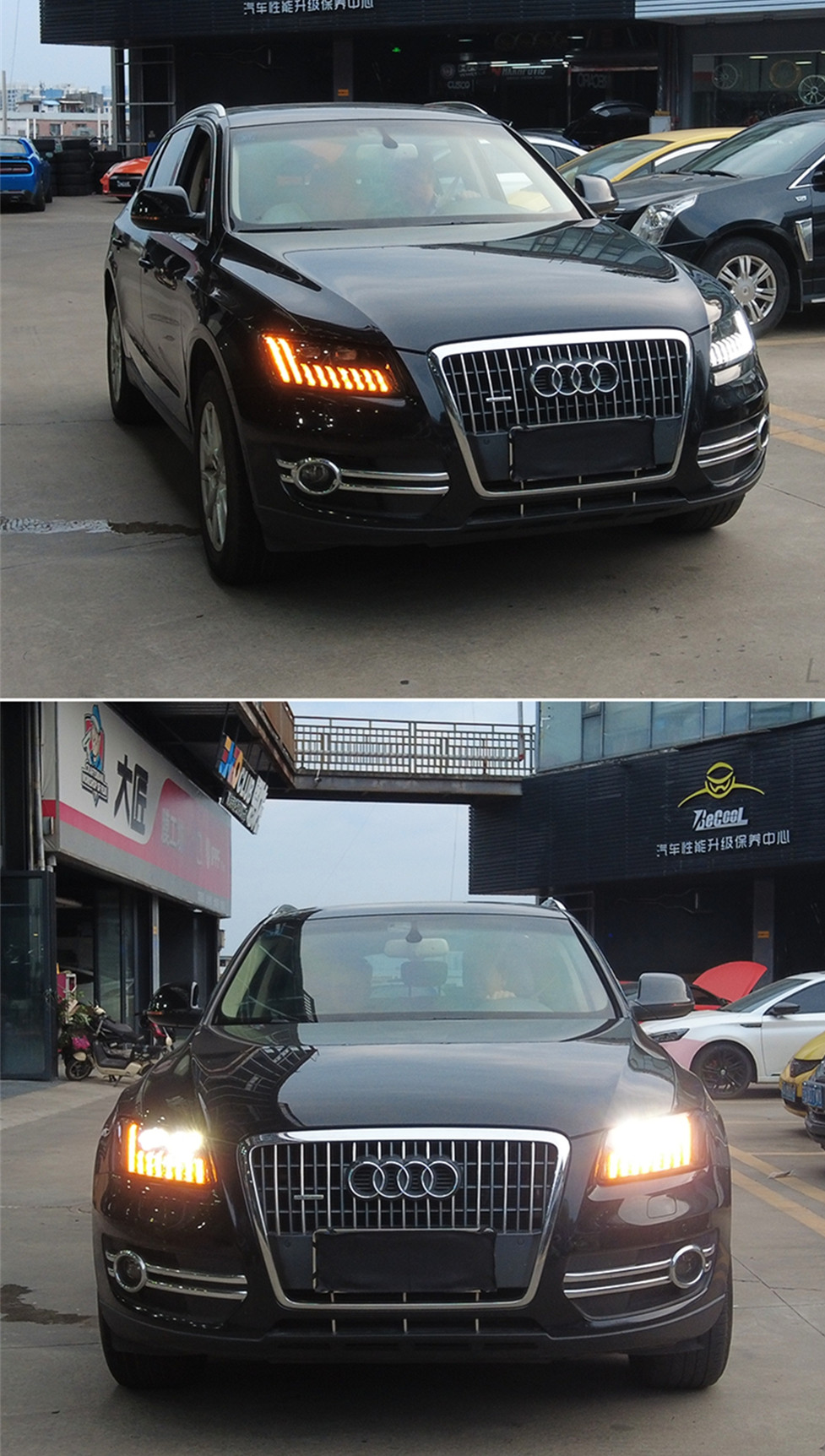 Car Light Assembly For Audi Q5 Headlights 2009-20 18 Styling LED Streamer Steering Double Lens Headlight