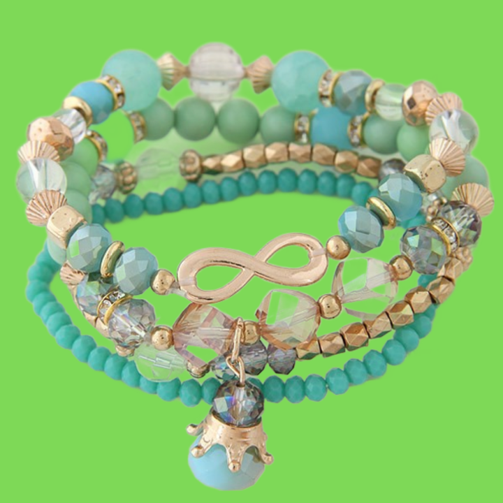 Bracelets For Women Bijoux Glasses Stone Beads Bracelets Bangles Gold One Direction Multilayer Elastic Charm Pulsera GC177