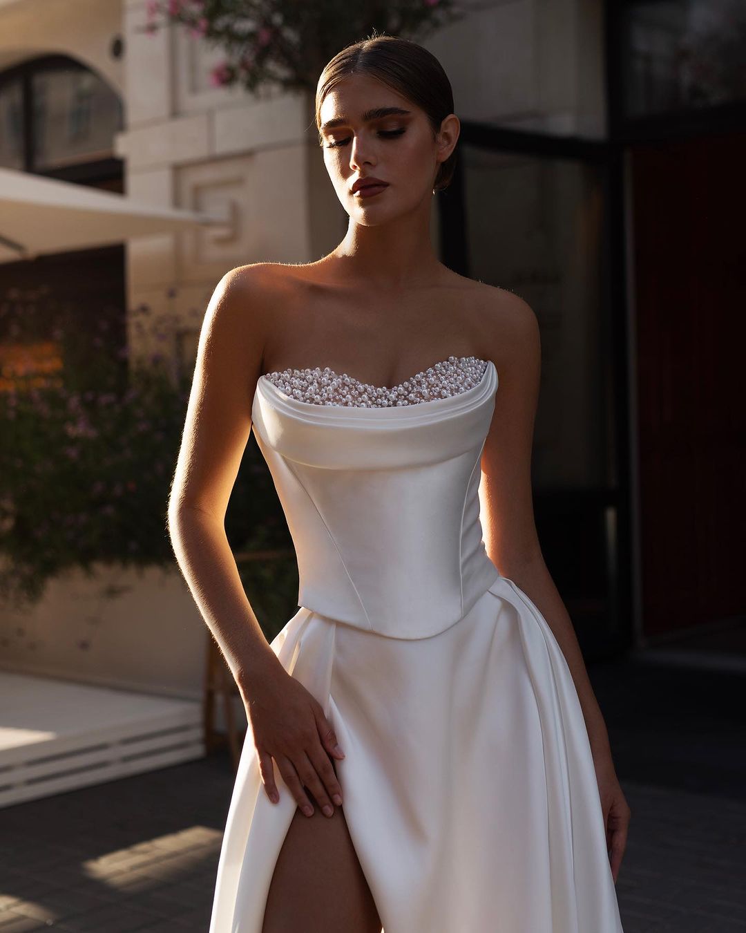 Vintage A E Dress Pearls Strapless Boho Country Wedding Dresses Backless Ruffle Vestidos De Novia Sweep Train Designer Bridal Gowns 6660306