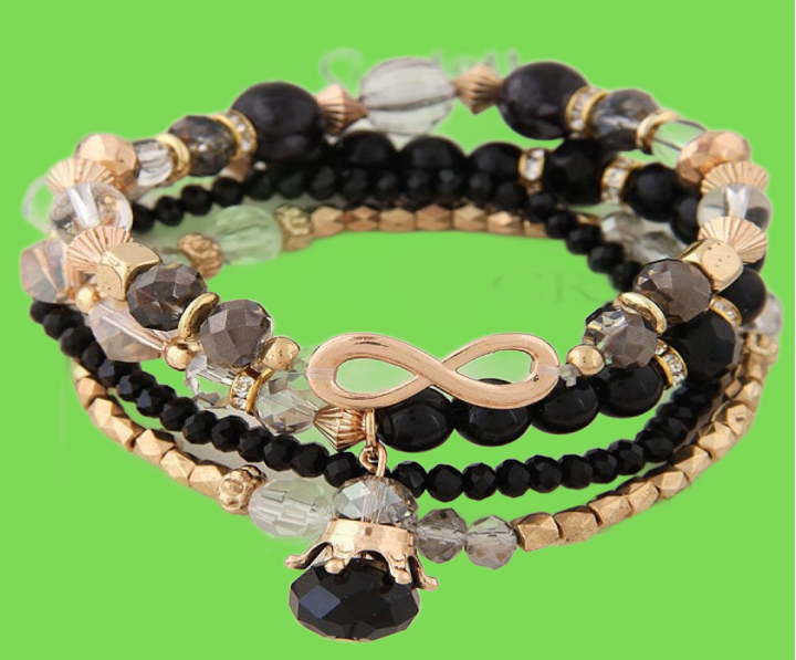 Bracelets For Women Bijoux Glasses Stone Beads Bracelets Bangles Gold One Direction Multilayer Elastic Charm Pulsera GC177