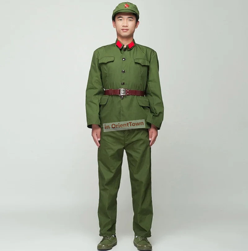 North Korean Soldier Uniform Red guards green performance costume stage film television Eight Route Army Outfit Vietnam Military