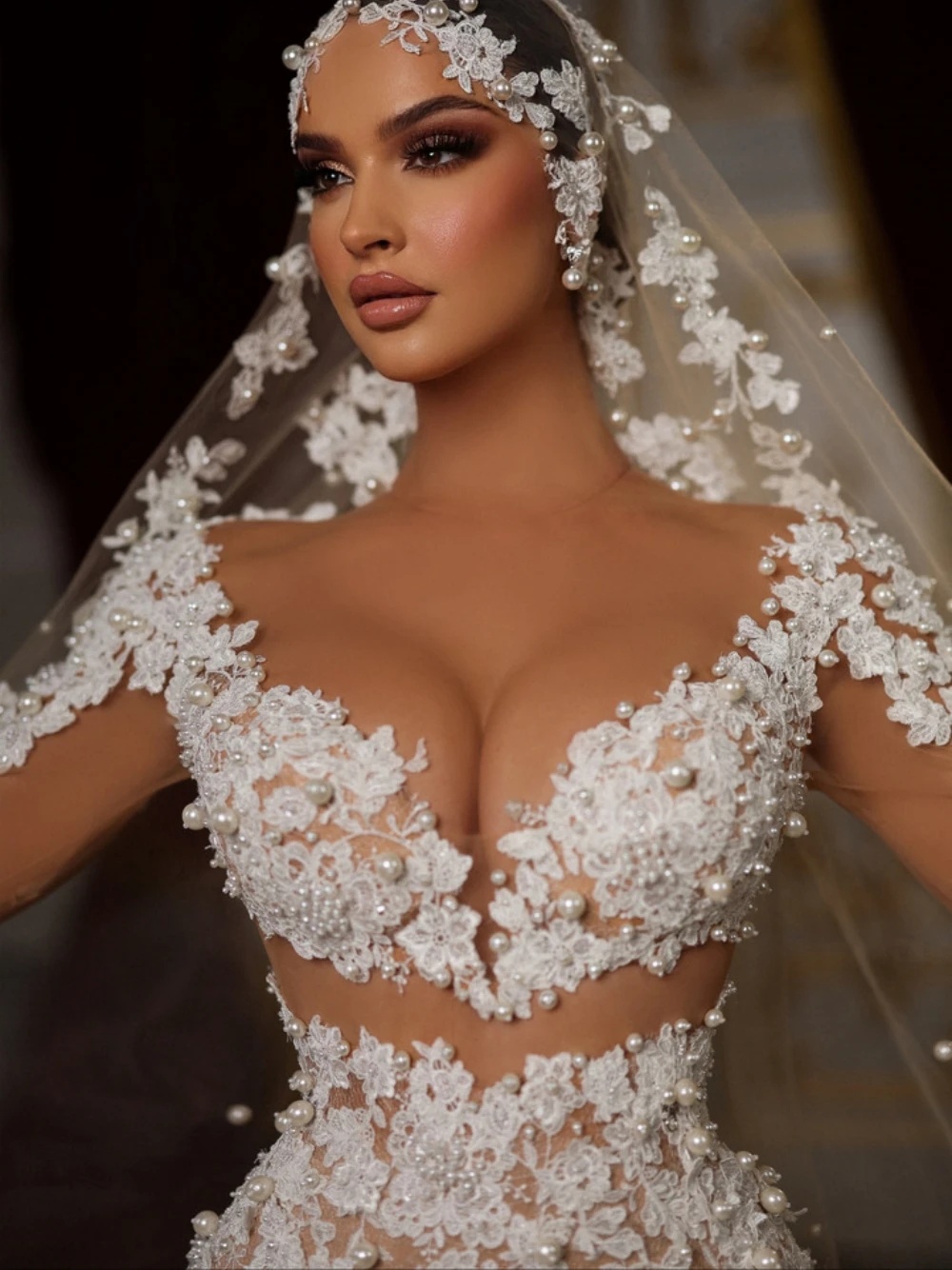 Lace Mermaid Graceful Wedding Dress Pearls Applique Strapless Bridal Gowns with Overskirts Bride Dresses Custom Made Vestido De Novia es