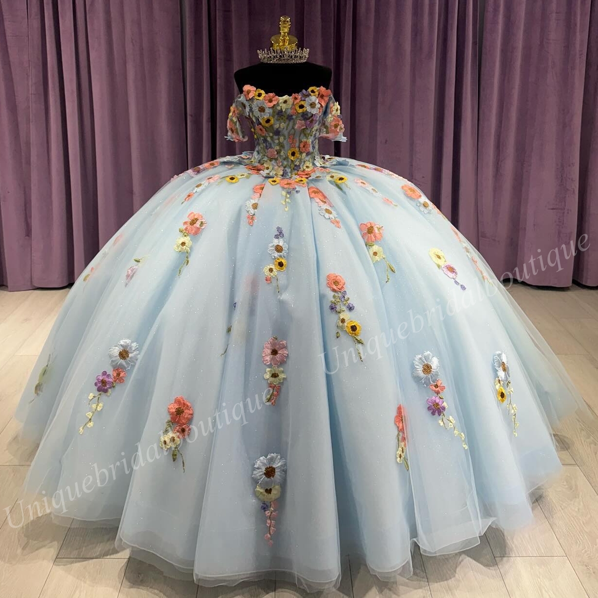 Multicolor Ral Embroidered Quinceanera Dress 3D Lace Detachable Off-Shoulder Quince Ballgown Corset Sweet 16 Birthday Party Vestidos De 15 Anos Charro