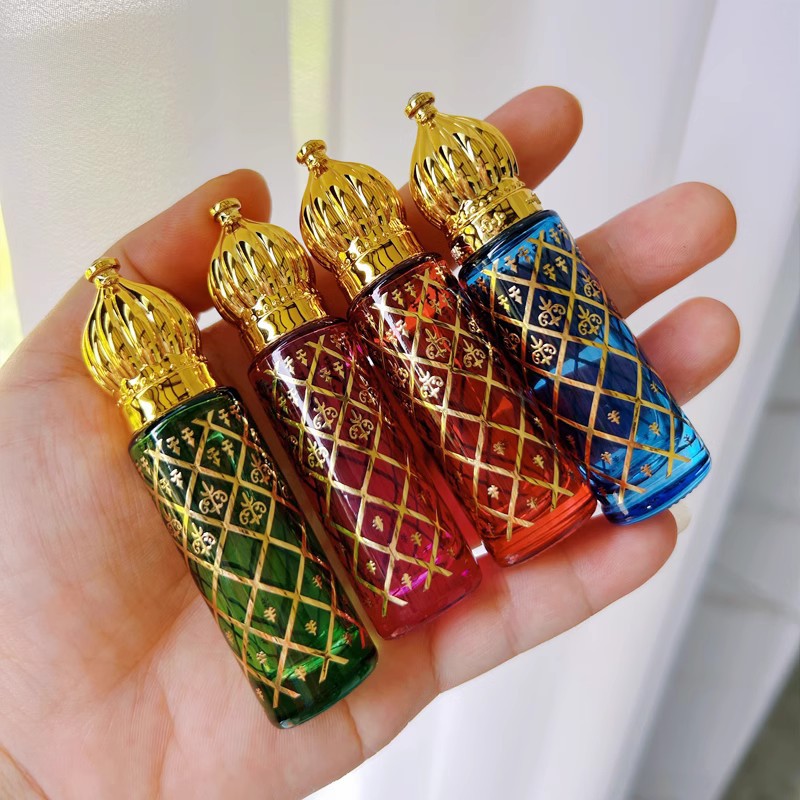 8ml Portable Glass Roll on Bottles Mini Essential Oil Container Blending Perfume Bottle Gold Arabic Empty Roller Bottles