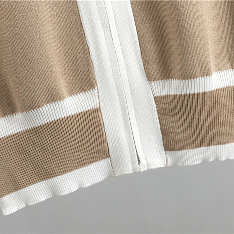 2023 Korean Fashion Vneck Zipper Knitted Coatsvestwide Leg Pants Threepiece Set Women Casual Streetwear Tracksuit 240304