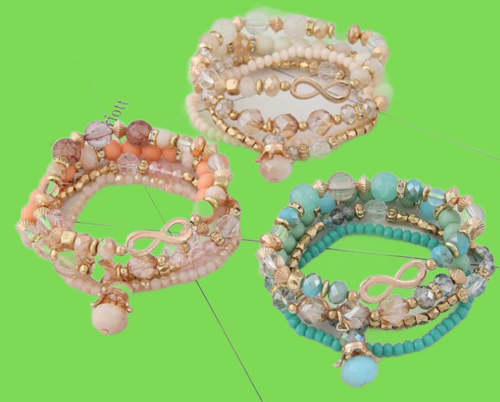 Bracelets For Women Bijoux Glasses Stone Beads Bracelets Bangles Gold One Direction Multilayer Elastic Charm Pulsera GC177