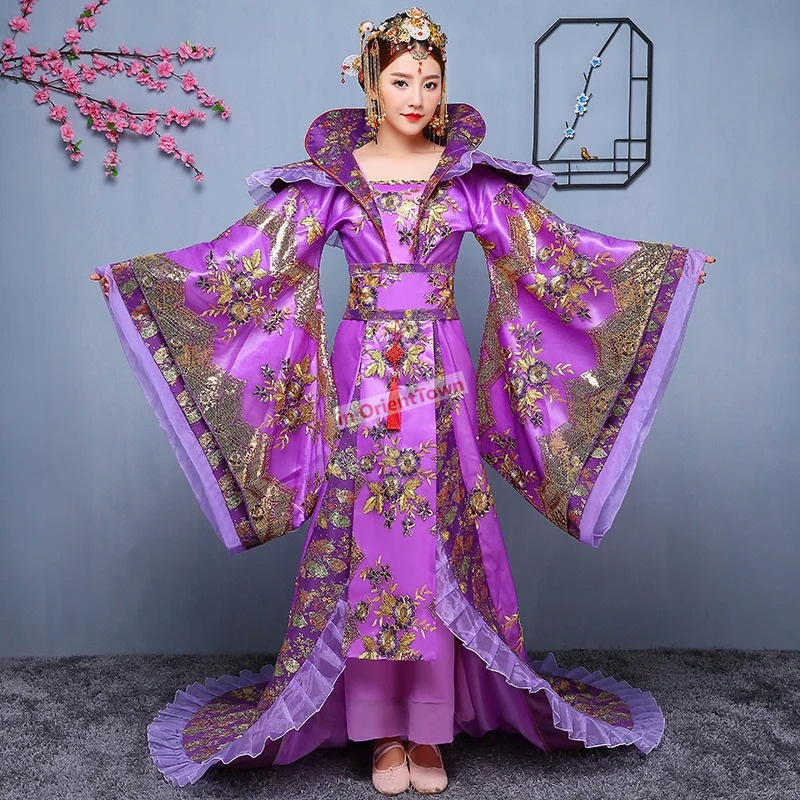 Hanfu costume women Trailing Dress female Chinese traditional Clothing china black Swordswomen Wedding TV Movie Stage Outfit
