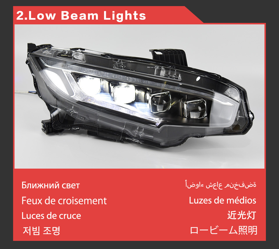 LED Head Lamp for Honda Civic Daytime Running Light 2016-2021 X G10 Turn Signal Headlight Projetor Lens Car Dual Beams