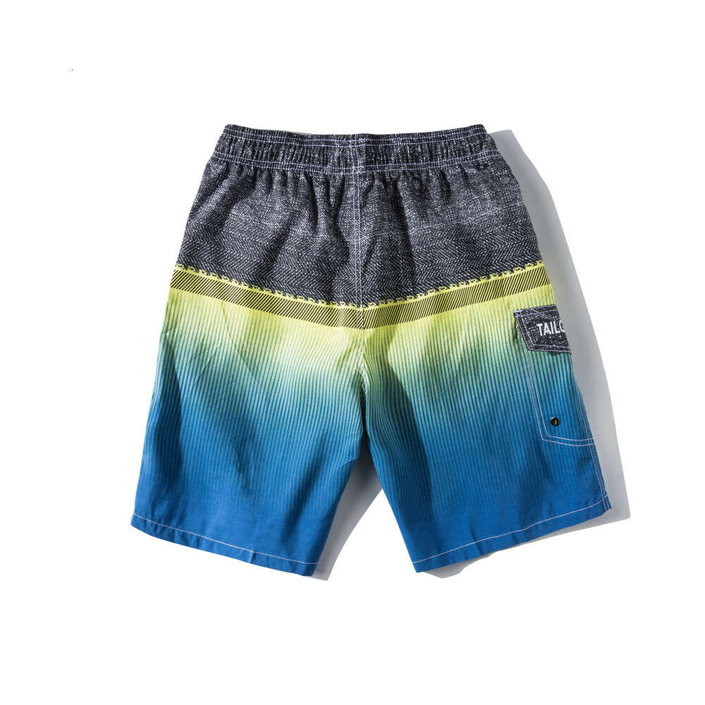 2024 Summer Gradient Beach Surfing Pants, Men's Casual Shorts, Large Size Printed 5/4 Pants