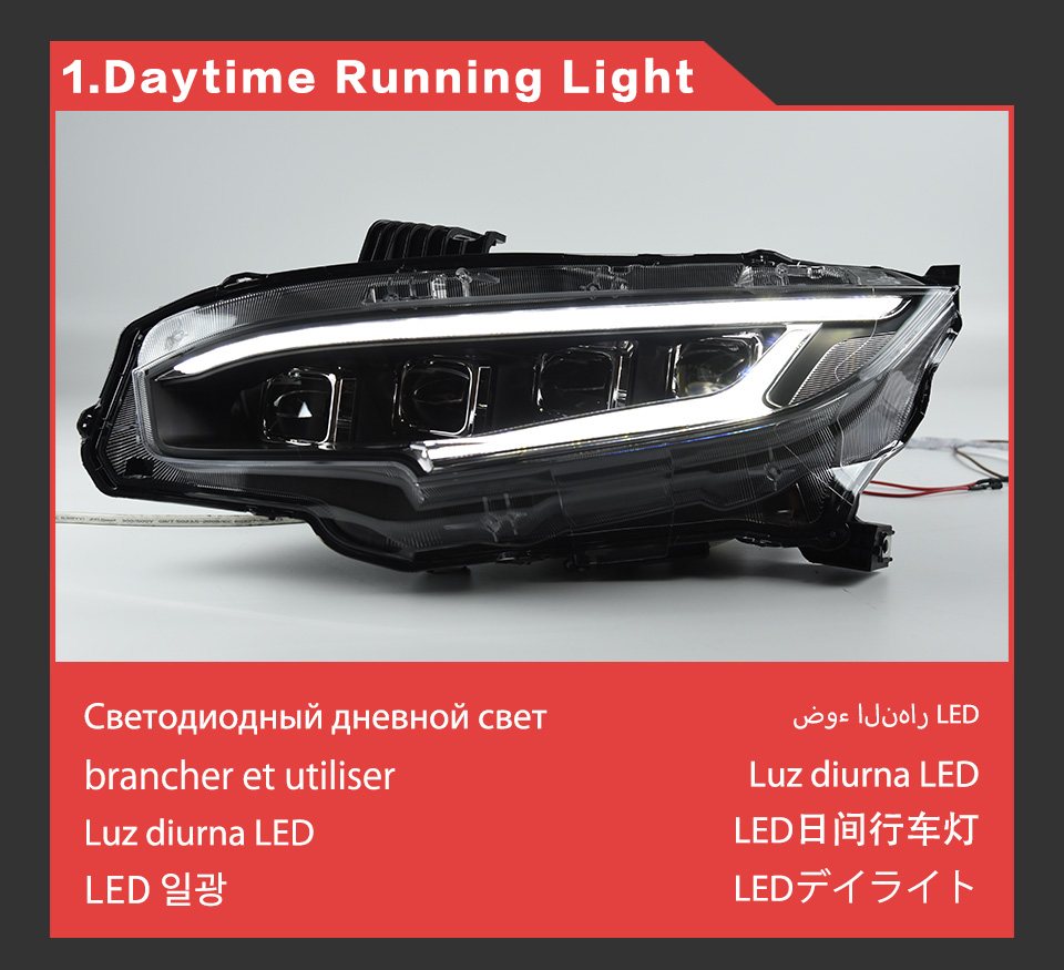 LED Head Lamp for Honda Civic Daytime Running Light 2016-2021 X G10 Turn Signal Headlight Projetor Lens Car Dual Beams