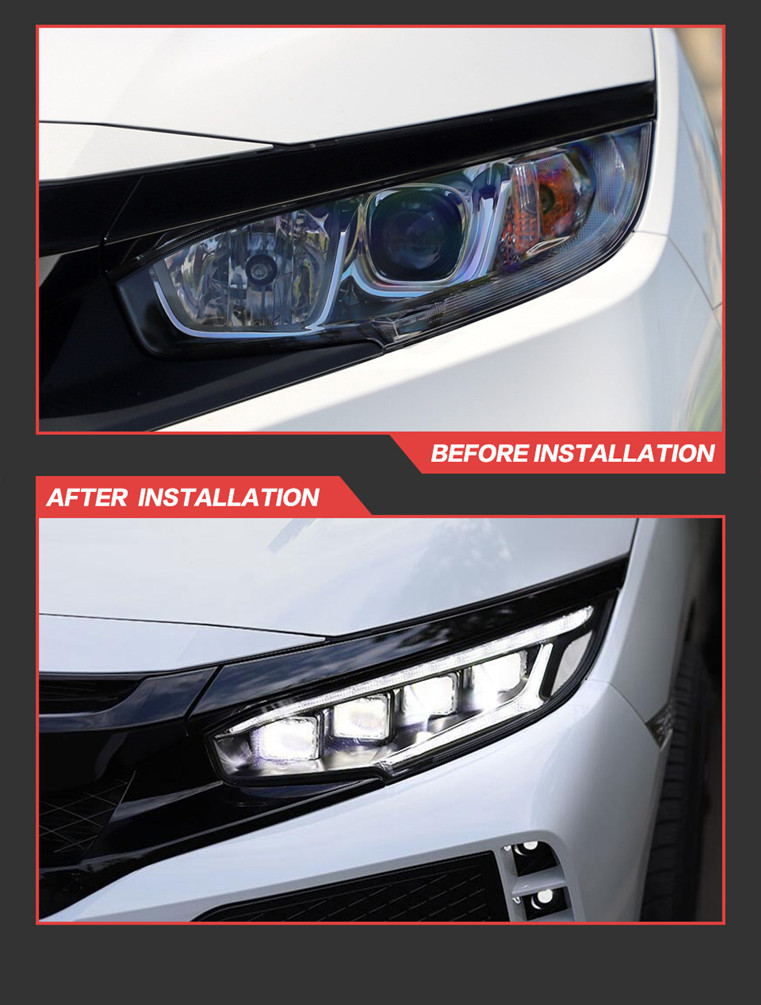 LED Head Lamp for Honda Civic Daytime Running Light 2016-2021 X G10 Turn Signal Headlight Projetor Lens Car Dual Beams
