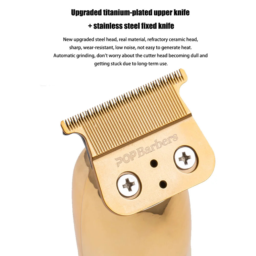 Professional Haircut Pop Barbers P700 Oil Head Electric Hair Clippers Golden Carving Scissors Electric Shaver Hair Trimmer 240223