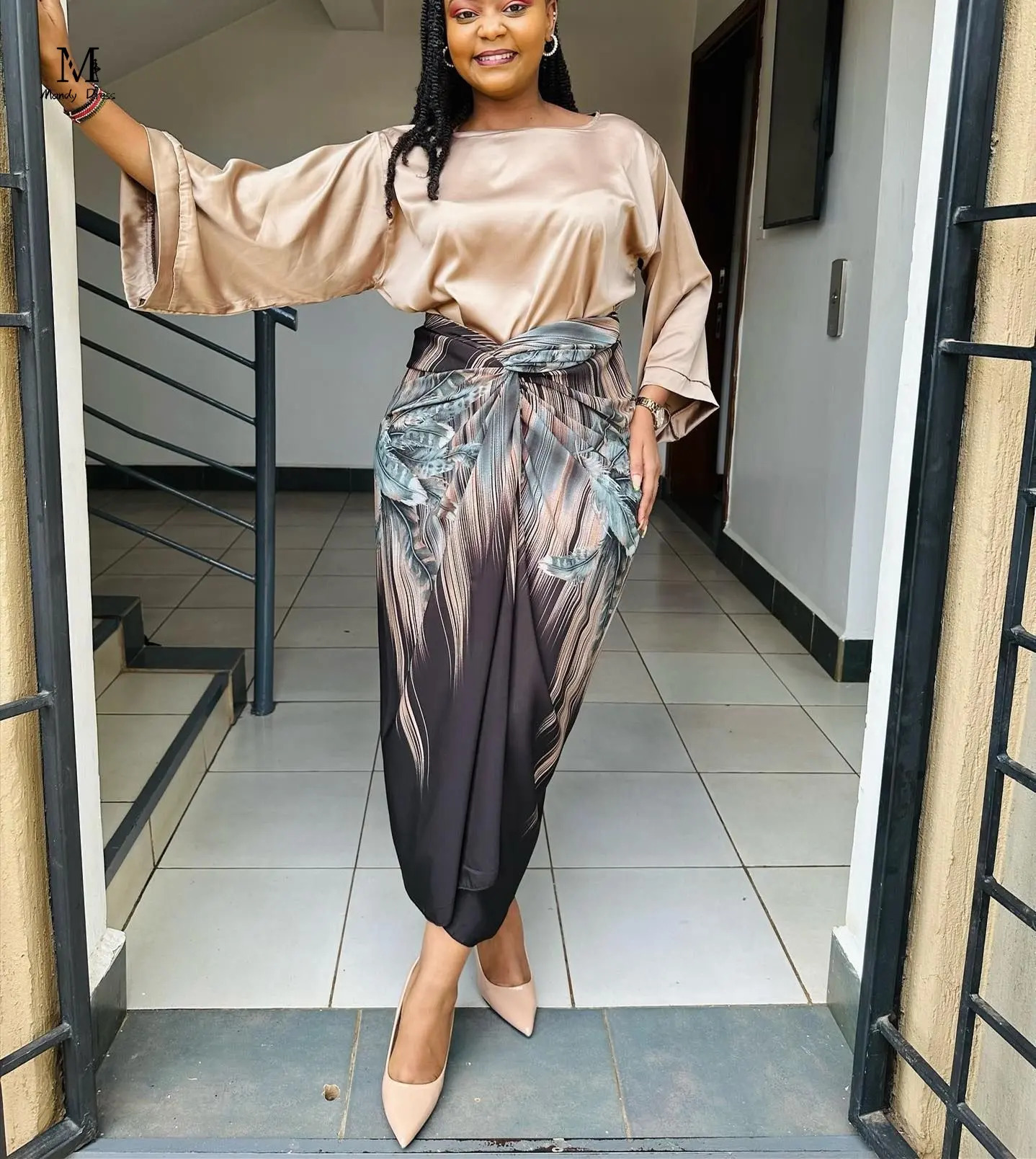 Elegant Women Print Set Long Dress and Bandage Skirt 2023 Spring Summer Outfits Street Plus Size Fashion Ladies Two 2 Piece Suit 240229