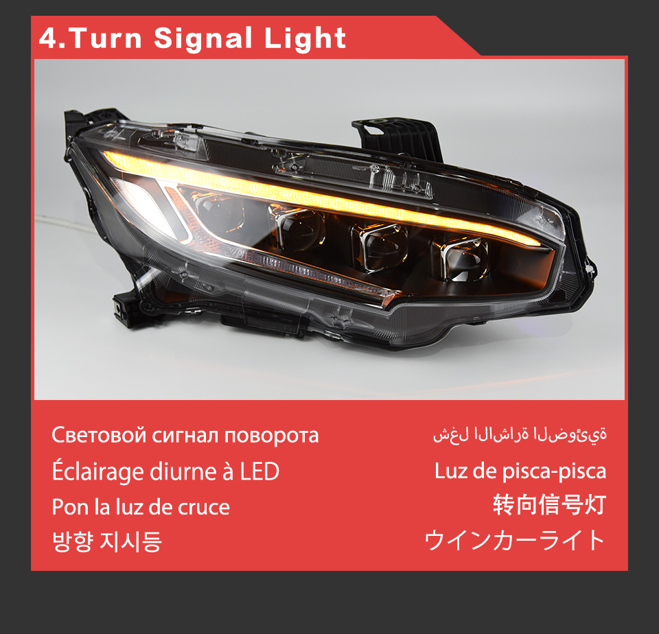 LED Head Lamp for Honda Civic Daytime Running Light 2016-2021 X G10 Turn Signal Headlight Projetor Lens Car Dual Beams