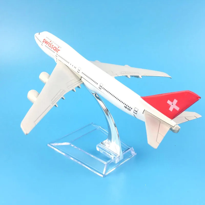 16cm Alloy Metal Swiss Air Swissair Airlines Boeing 747 B747 200 Airways Airplane Model Plane Model W Stand Aircraft Gift 240307