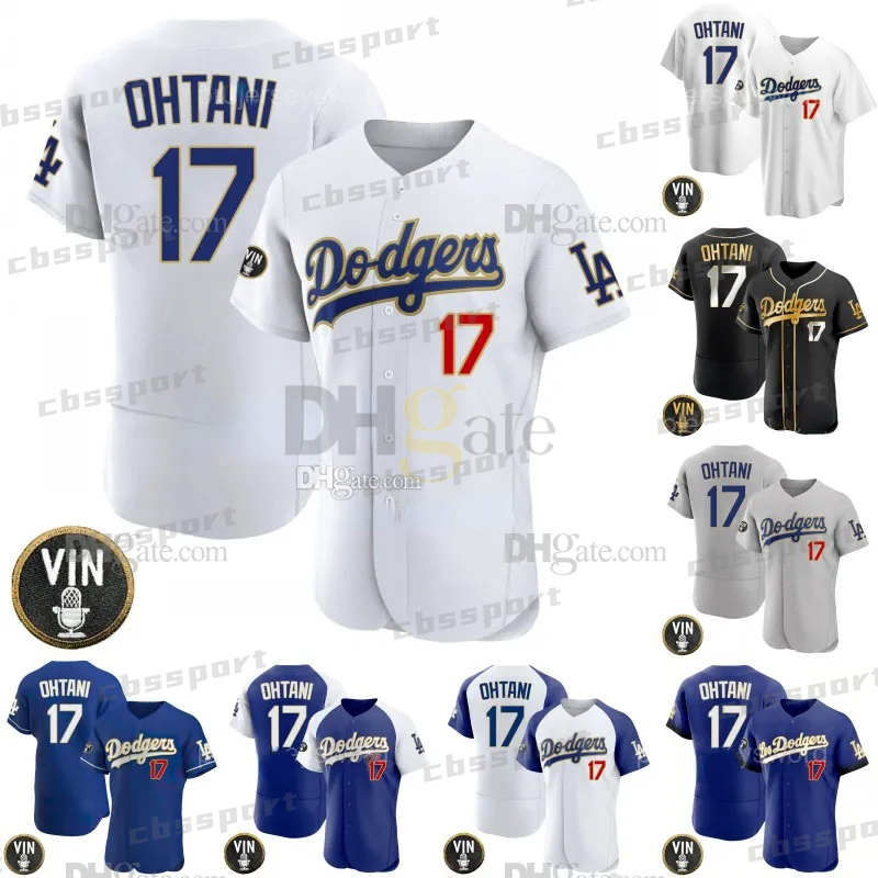 Los Angeles 17 Shohei Ohtani Dodgers Jerseys Vin Scully Patch Ohtani City Connect Jersey Dodger Ohtani Gold Baseball Jersey Men Women Lady Youth Kid Baby Toddler