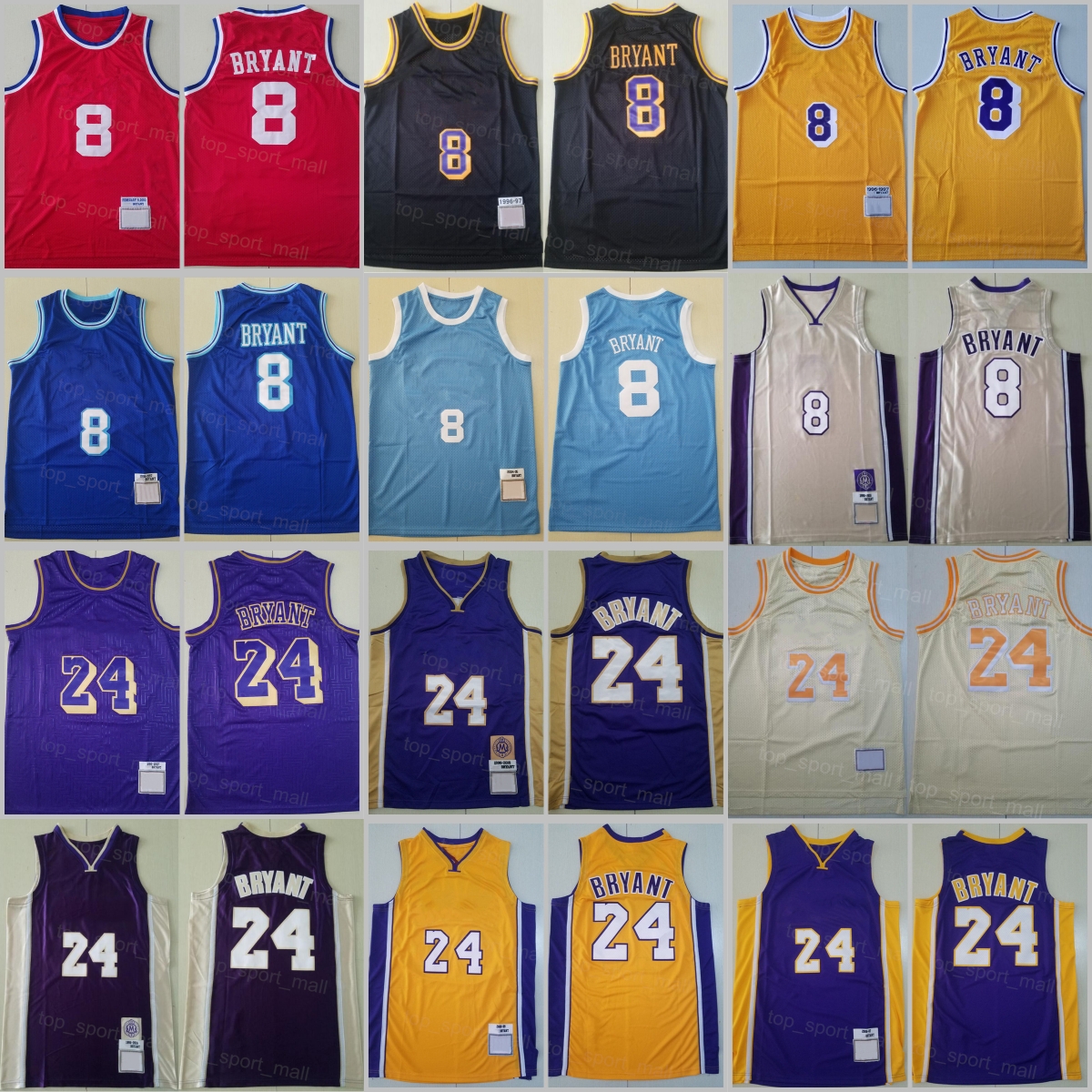 Throwback Basketball Jersey 8 Bean The Black Mamba 2001 2002 1996 1997 1999 Stitched Retro High Quality Team Yellow Blue Purple Vintage Color Embroidery
