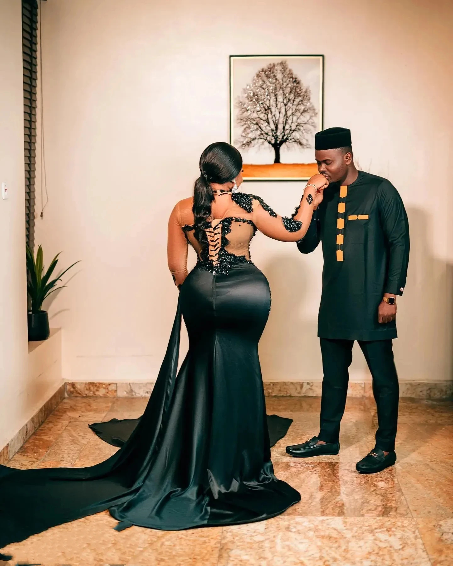 Elegant Hunter Green Mermaid Evening Dresses Illusion Top Pearls Beaded Lace Appliques Aso Ebi African Arabic Sexy Prom Dress Side Split 2024 Special 