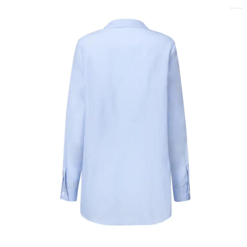 Women's Blouses White Black Blue Waist Lacing Buttons Asymmetric Shirt Women Chic Turn Down Collar Tops Long Sleeve Fashion Bluas