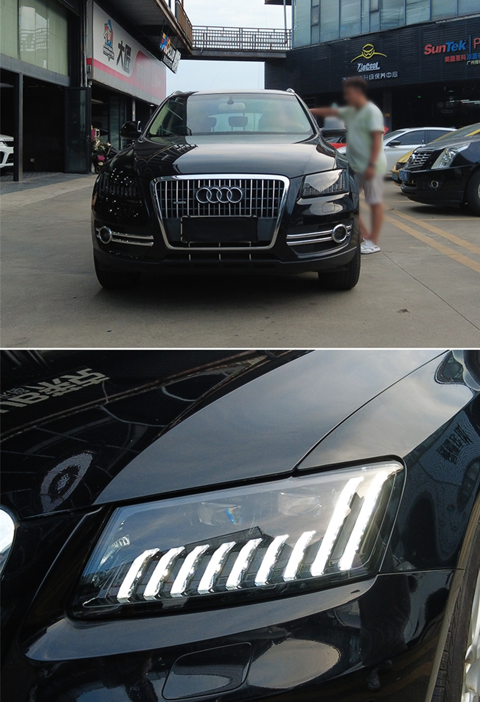 Car Light Assembly For Audi Q5 Headlights 2009-20 18 Styling LED Streamer Steering Double Lens Headlight
