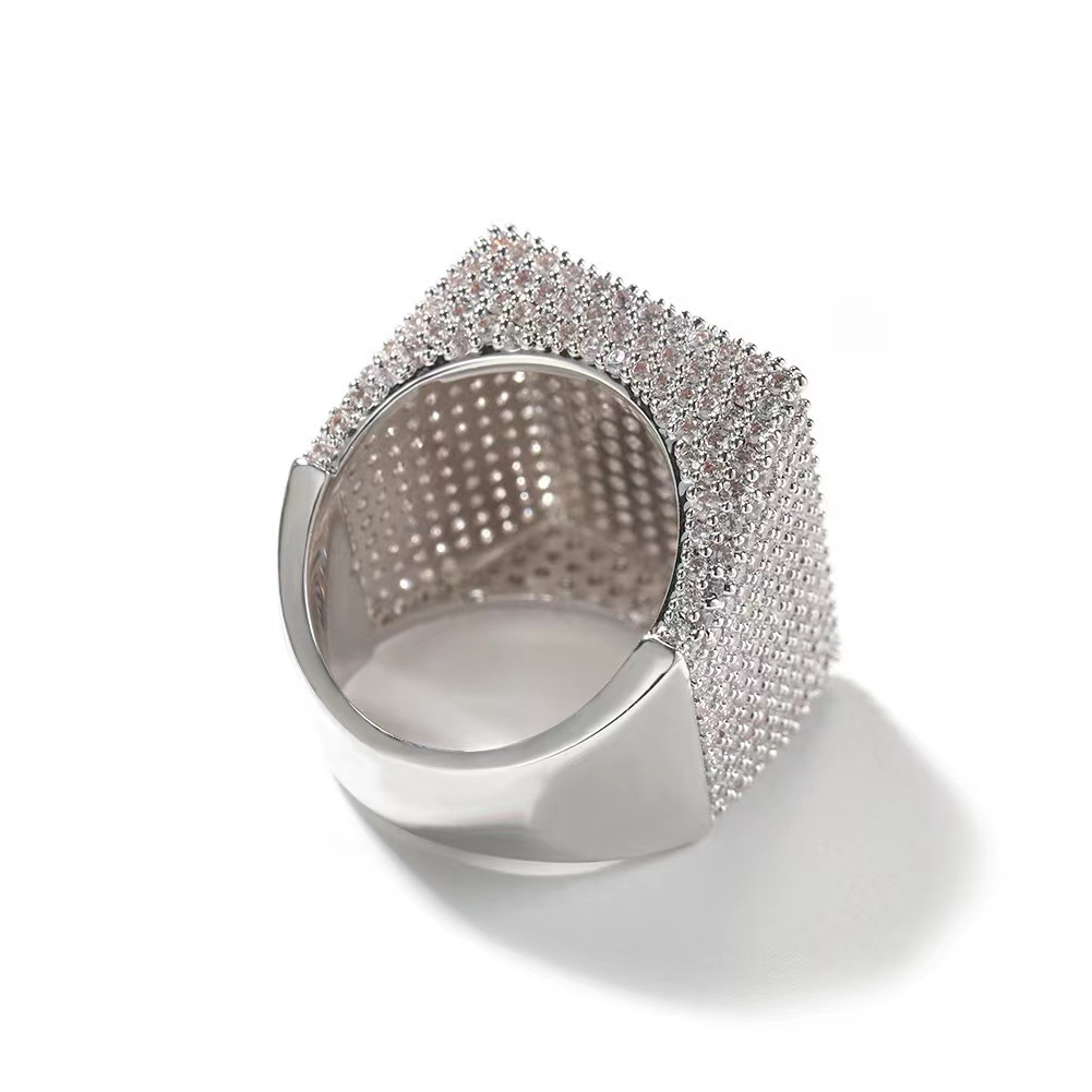 Mens cuban ring moissanite diamond GRA authentication personality exaggerated silver Ice block Hip Hop trendy ring 18k gold sterling silver cuban wome