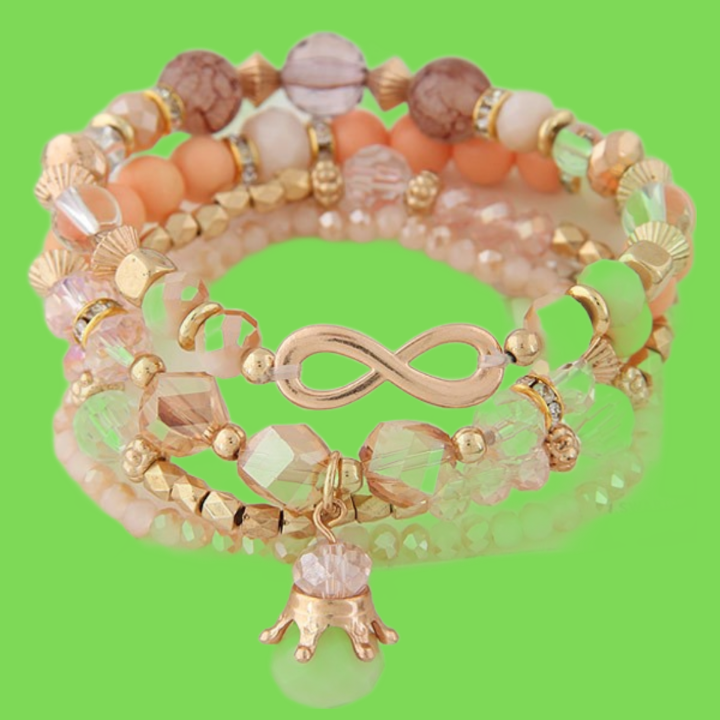 Bracelets For Women Bijoux Glasses Stone Beads Bracelets Bangles Gold One Direction Multilayer Elastic Charm Pulsera GC177