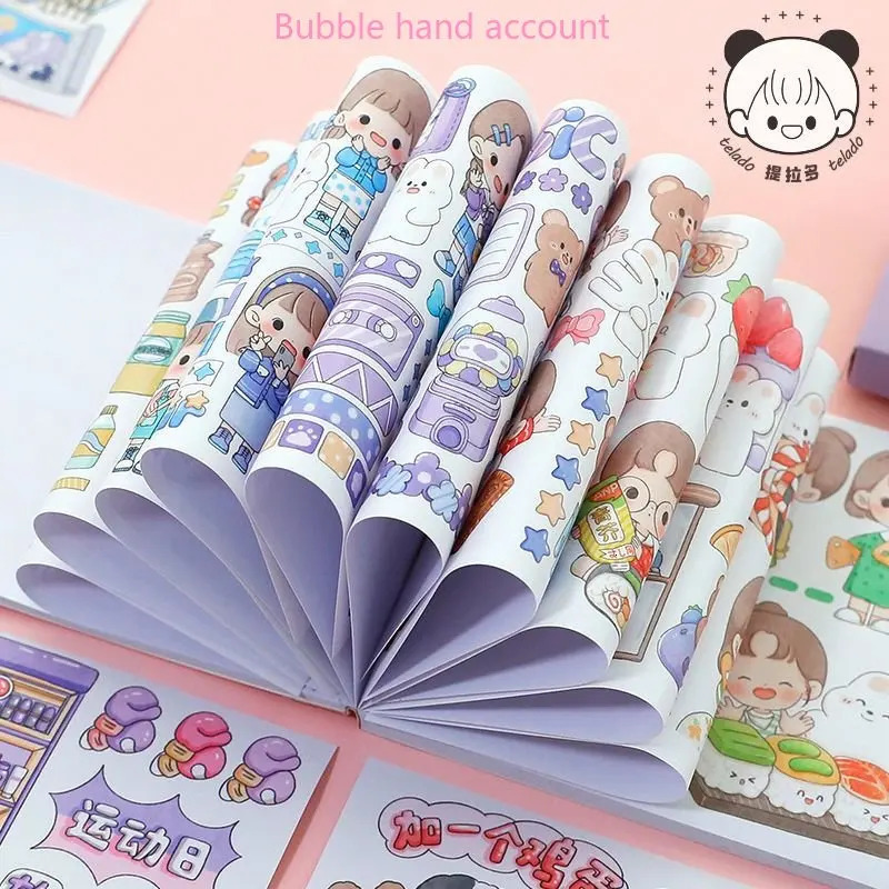Telado Material Book 50 Sheets of Non Repeat Stickers This Ledger Stickers Cute Characters and Paper Stickers 240229