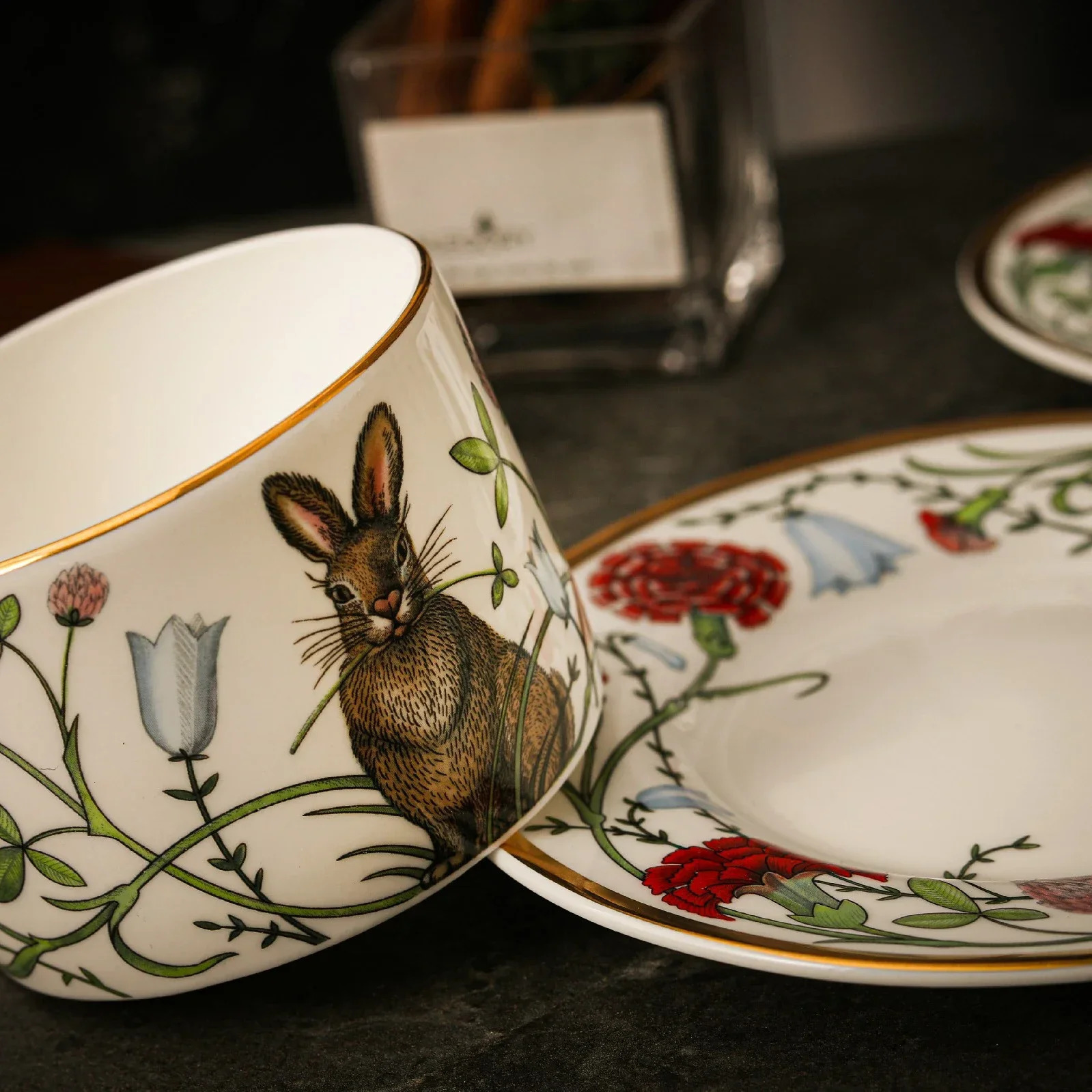 Russian Royal Porcelain Lomonosov Cartoon Rabbit Gold Plated Bone China Coffee Cup and Saucer Gift Box Set 240301