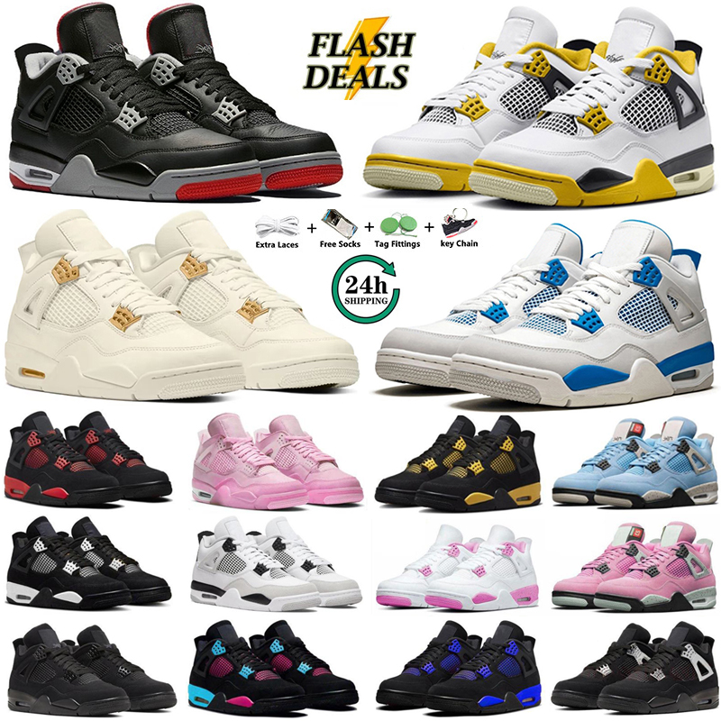 4s Bred Reimagined 4 Basketball Shoes Metallic Gold Sail Vivid Sulfur First Class Black Cat Pink Red Blue Thunder Military Blue Cool Grey Men women sports sneakers