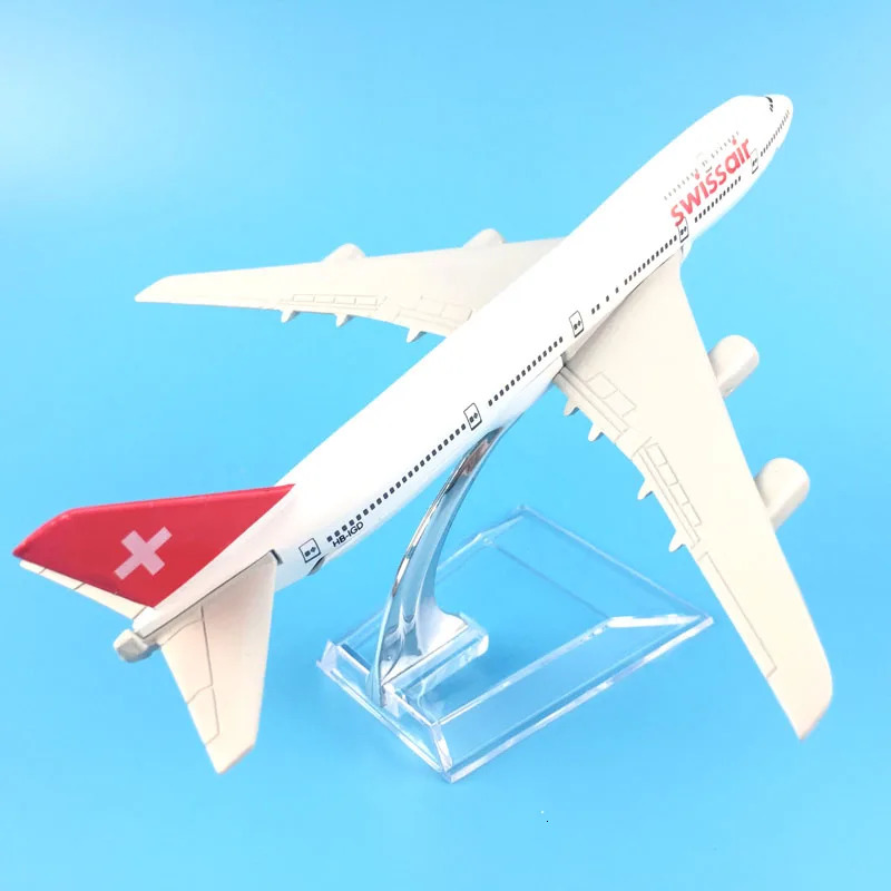 16cm Alloy Metal Swiss Air Swissair Airlines Boeing 747 B747 200 Airways Airplane Model Plane Model W Stand Aircraft Gift 240307