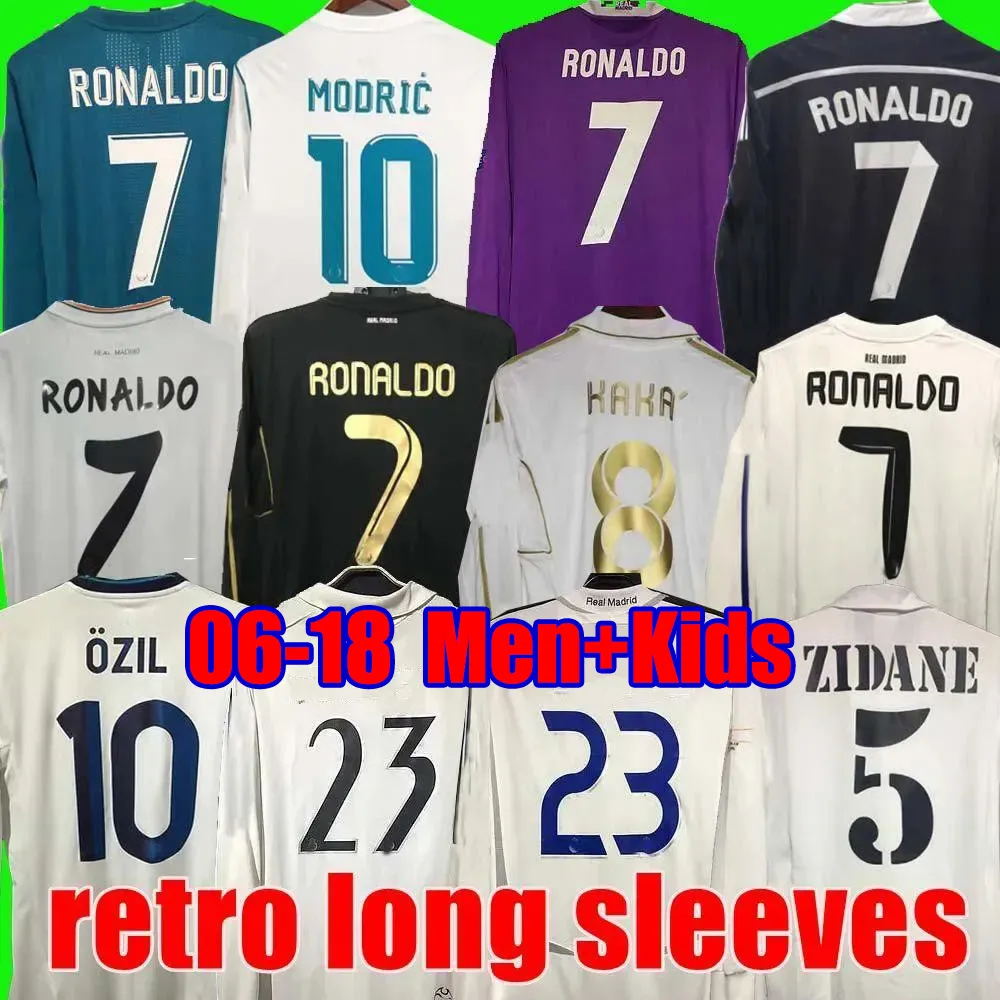 Retro Soccer Jerseys Finals Football Shirt GUTI BENZEMA BALE RONALDO KAKA 06 07 15 16 18 ZIDANE RAUL FIGO Long and Short Sleeves Kids Kits