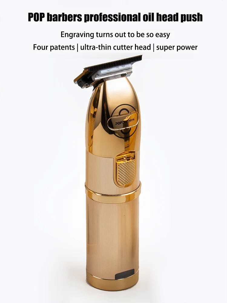 Professional Haircut Pop Barbers P700 Oil Head Electric Hair Clippers Golden Carving Scissors Electric Shaver Hair Trimmer 240223