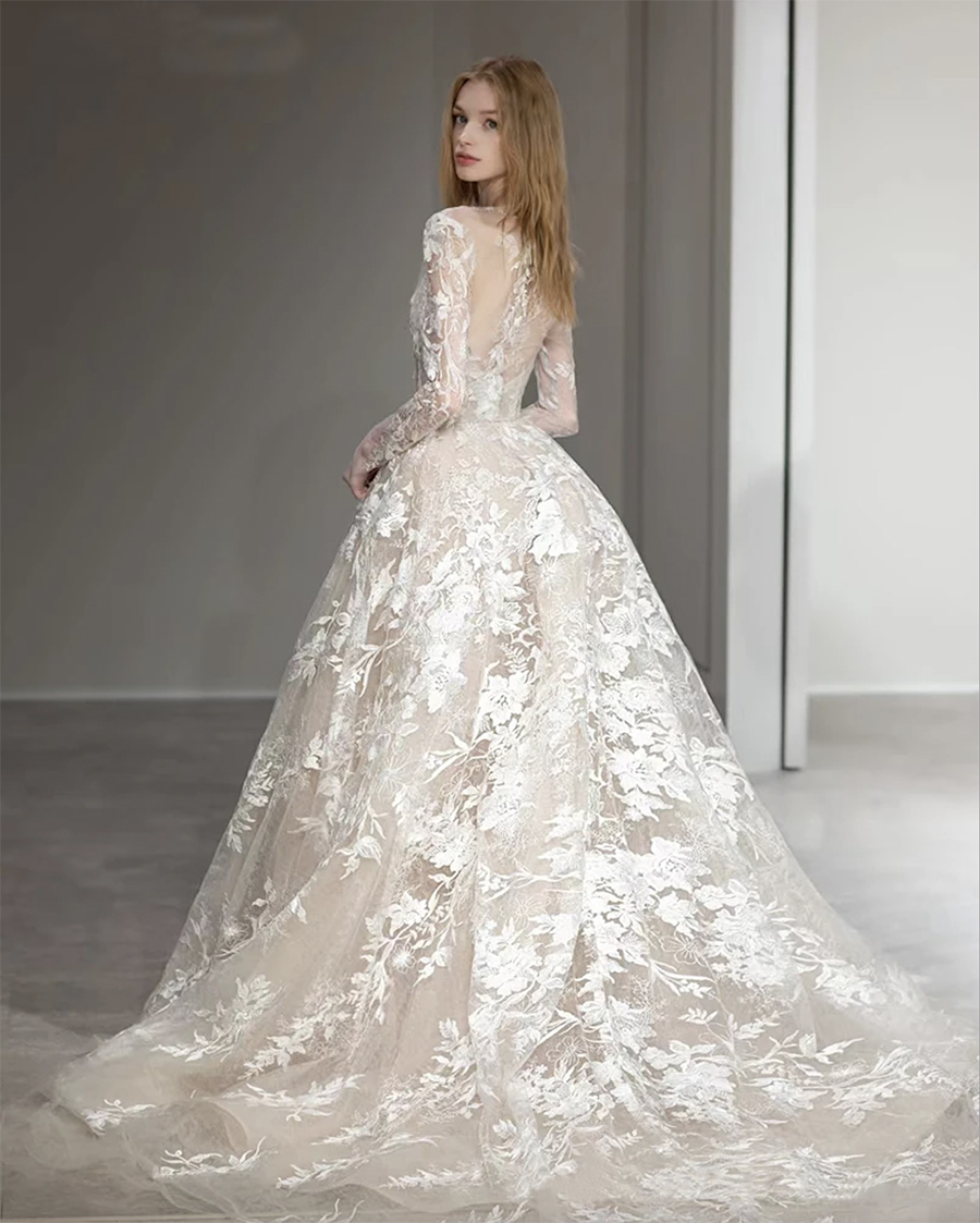 Newest Wedding Dress A-Line For Bride Princess Sweetheart With Detachable Full Sleeves Custom Made Plus Sizes Vestidos De Novias 0509