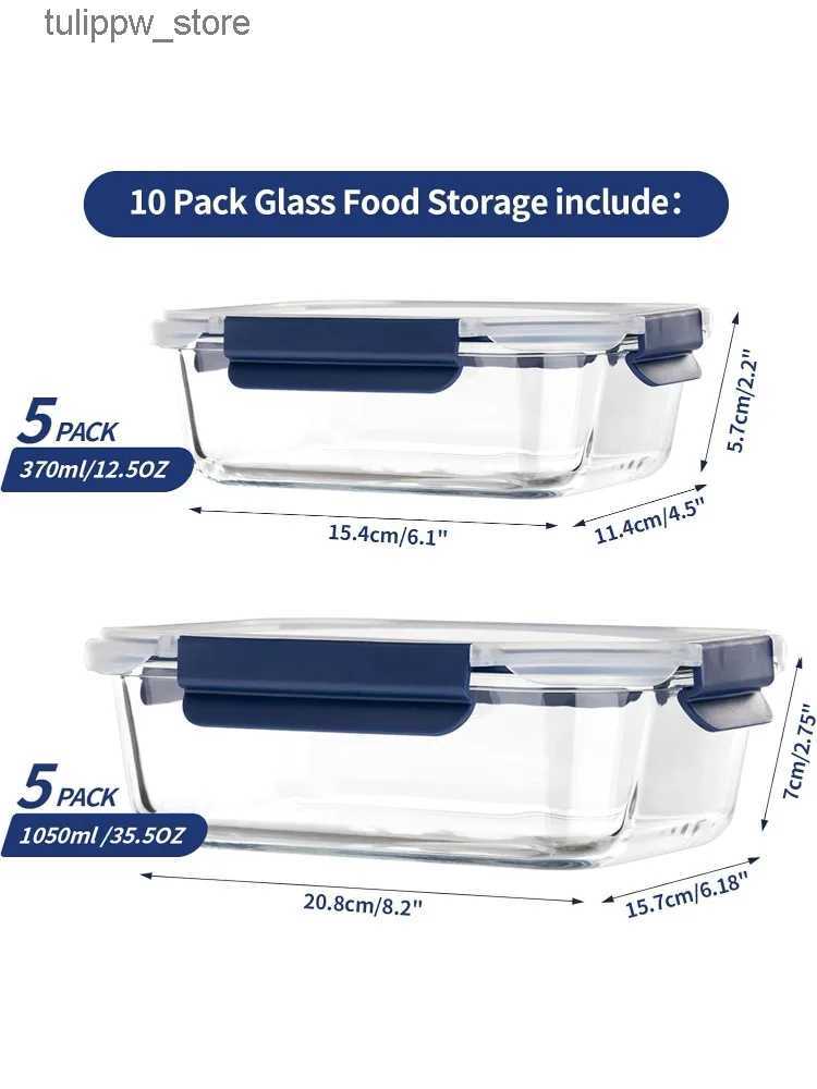 Bento Boxes coccot 10-Pack Glass BPA-Free Food Storage Containers - Airtight Meal Prep Lunch Bento Boxes With Lids L240307