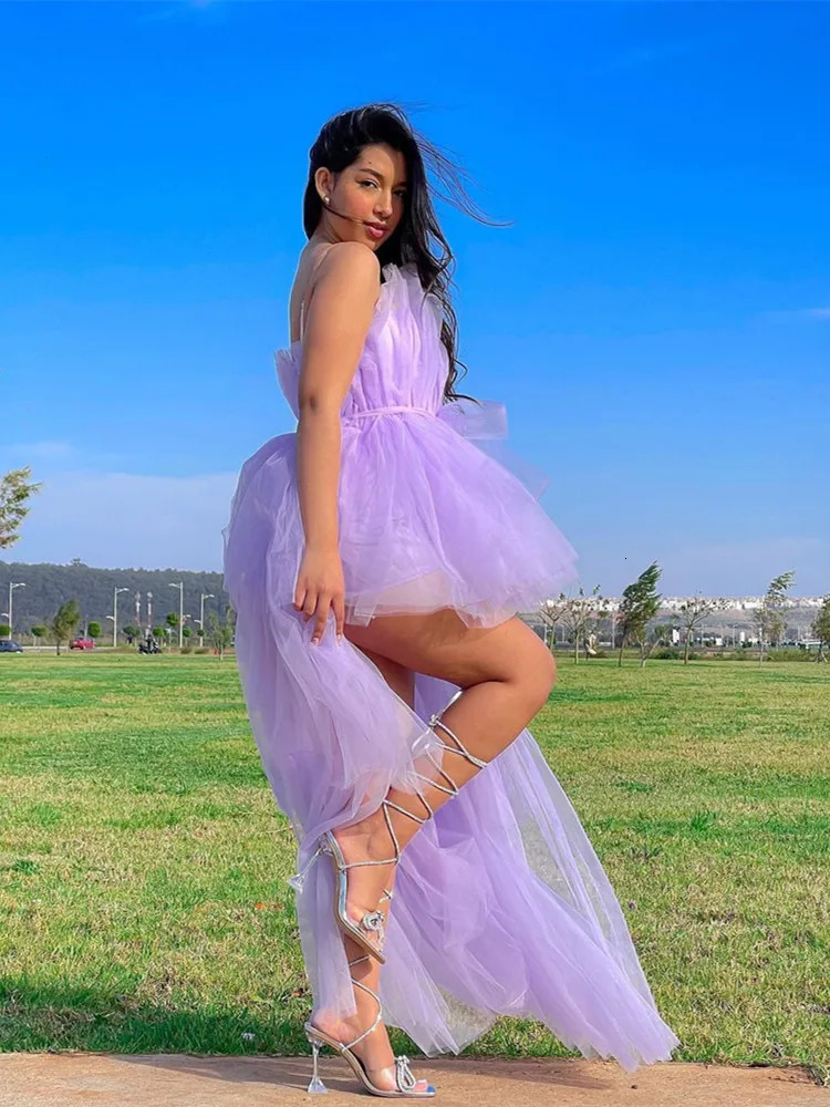Tulle Strapless Tiered Cocktail Dress Women Solid Color Sleeveless Evening Party Wedding Sexy Elegant Dress Female 240304