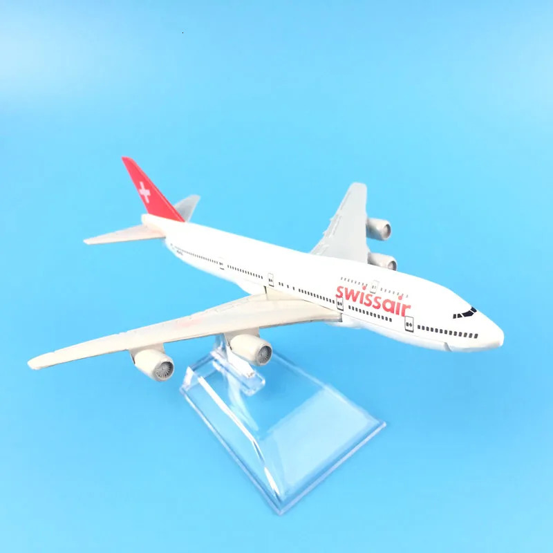 16cm Alloy Metal Swiss Air Swissair Airlines Boeing 747 B747 200 Airways Airplane Model Plane Model W Stand Aircraft Gift 240307