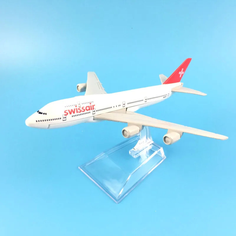 16cm Alloy Metal Swiss Air Swissair Airlines Boeing 747 B747 200 Airways Airplane Model Plane Model W Stand Aircraft Gift 240307