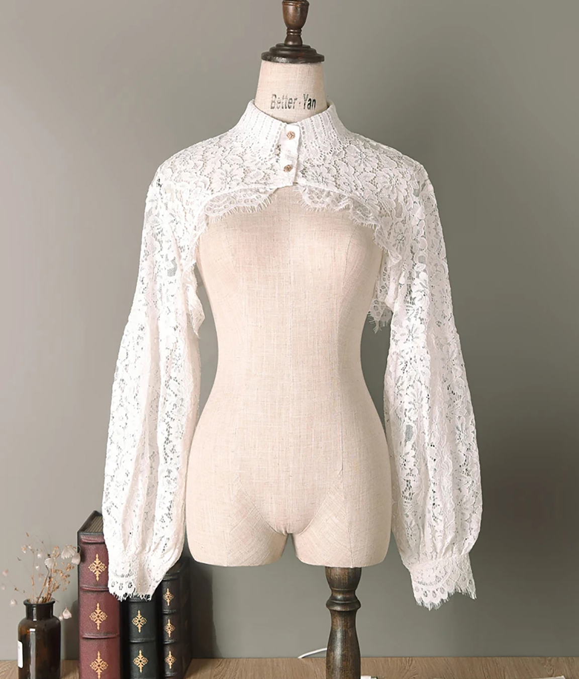 Long Sleeves Bridal Jacket Jewel Neck Lace Appliqued Wrap Bride Accessories For Wedding Dress Jackets Custom Made