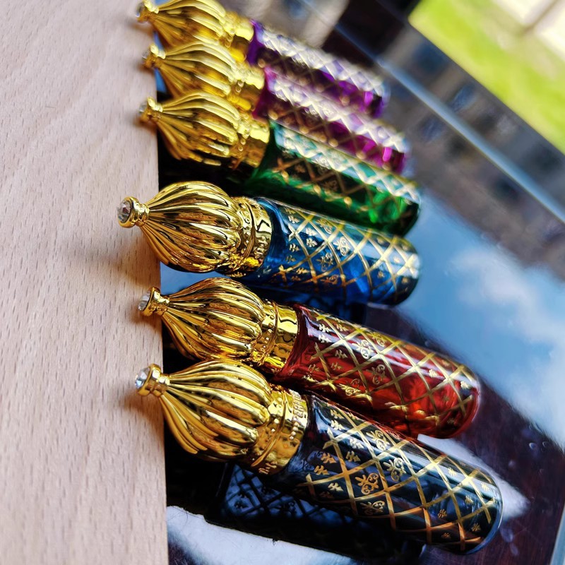 8ml Portable Glass Roll on Bottles Mini Essential Oil Container Blending Perfume Bottle Gold Arabic Empty Roller Bottles