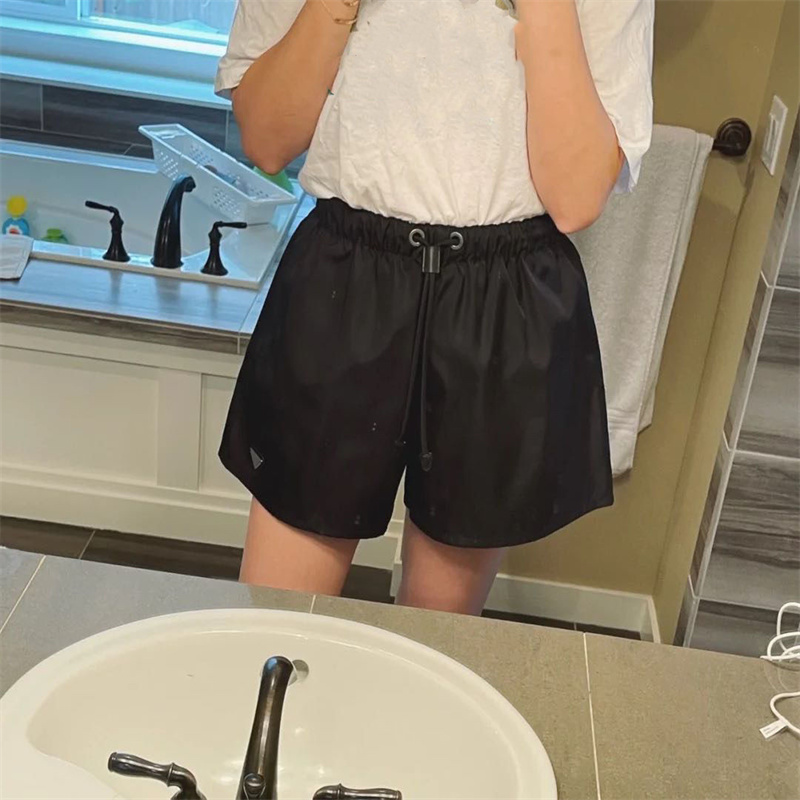 New Womens PU Shorts With Triangle Pocket Brand Zipper Stretch Hight Waist With Letter Pants 3 Colors