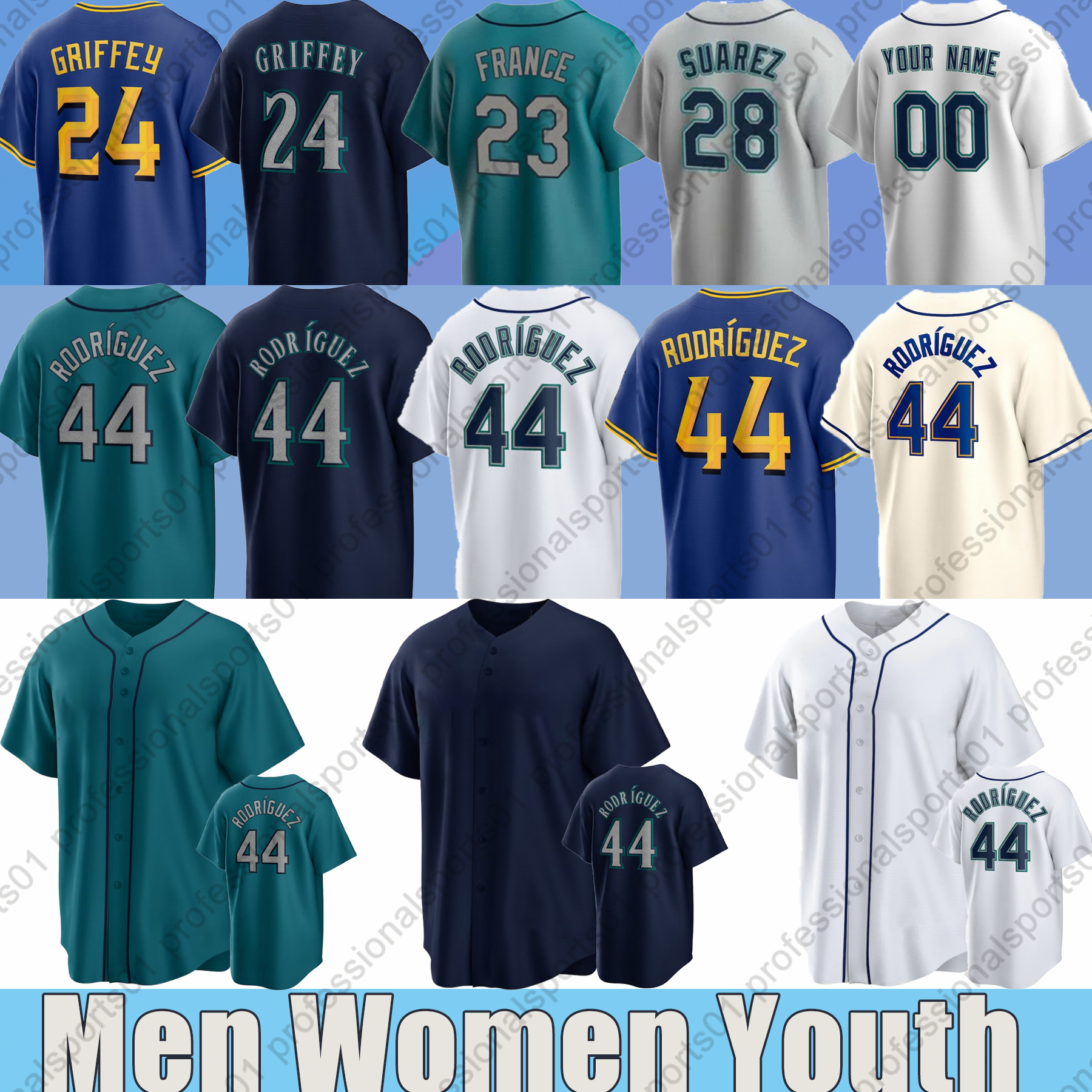 Seattles Mariners Jerseys Griffey Jr. Rodriguez Gilbert Suzuki Ichiro Crawford Raleigh France Castillo