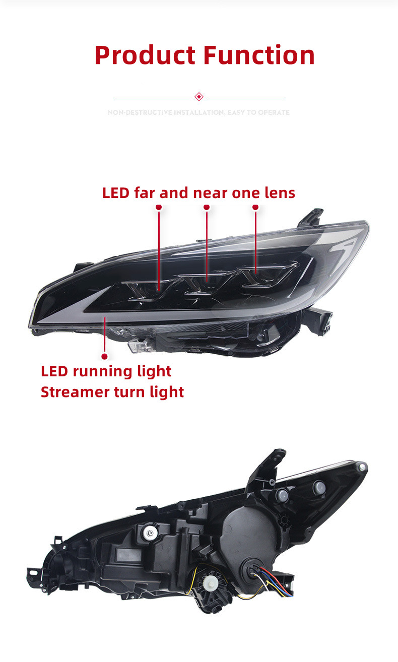 Full LED Headlight For Toyota WISH 2009-20 15 Upgrade Dynamic Signal LED Daytime Running Light Lens Headlight