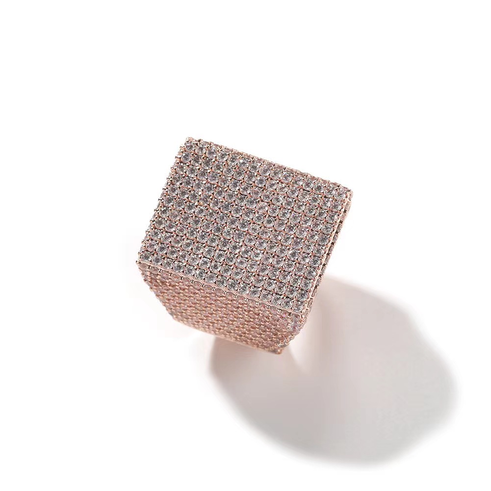 Mens cuban ring moissanite diamond GRA authentication personality exaggerated silver Ice block Hip Hop trendy ring 18k gold sterling silver cuban wome