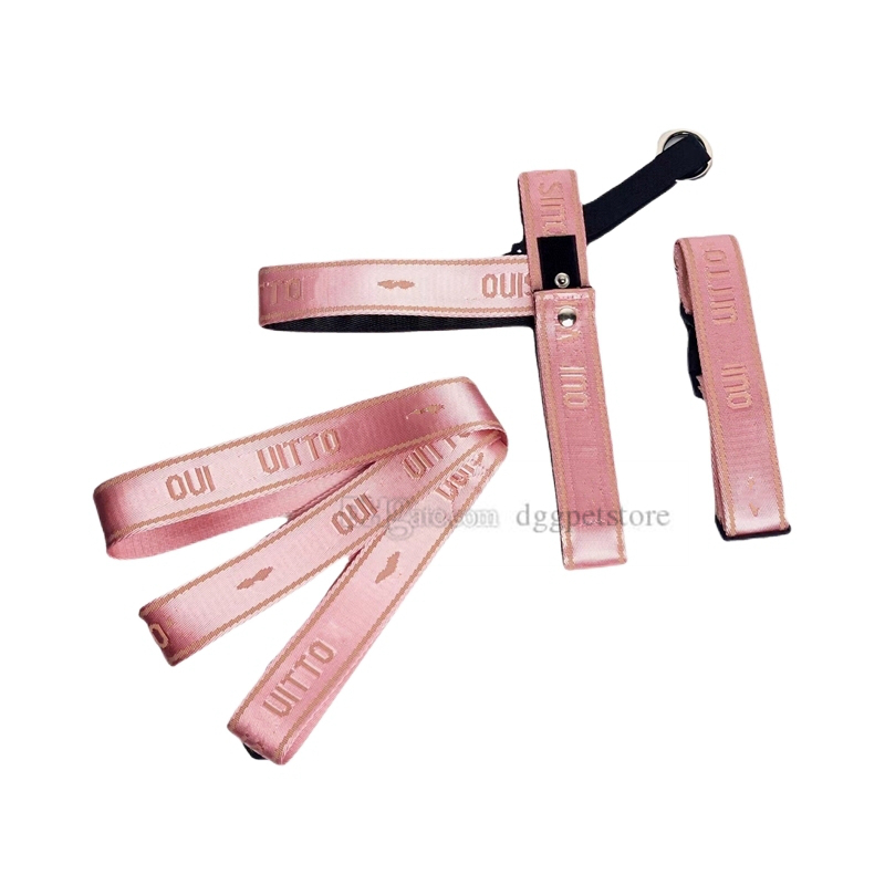 Designer Dog Collars Leash Set No Pull Dog Harness with Classic Jacquard Letter Escape Proof Nylon Pet Harness Easy Control for Outdoor Walking and Training Dogs B177