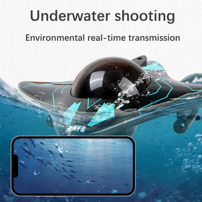 Mini WIFI RC Boat Six-way Submarine Diving Real-time Transmission Underwater Camera Speedboat Po Video Toys Back to School 240223