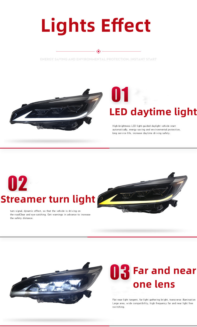 Full LED Headlight For Toyota WISH 2009-20 15 Upgrade Dynamic Signal LED Daytime Running Light Lens Headlight