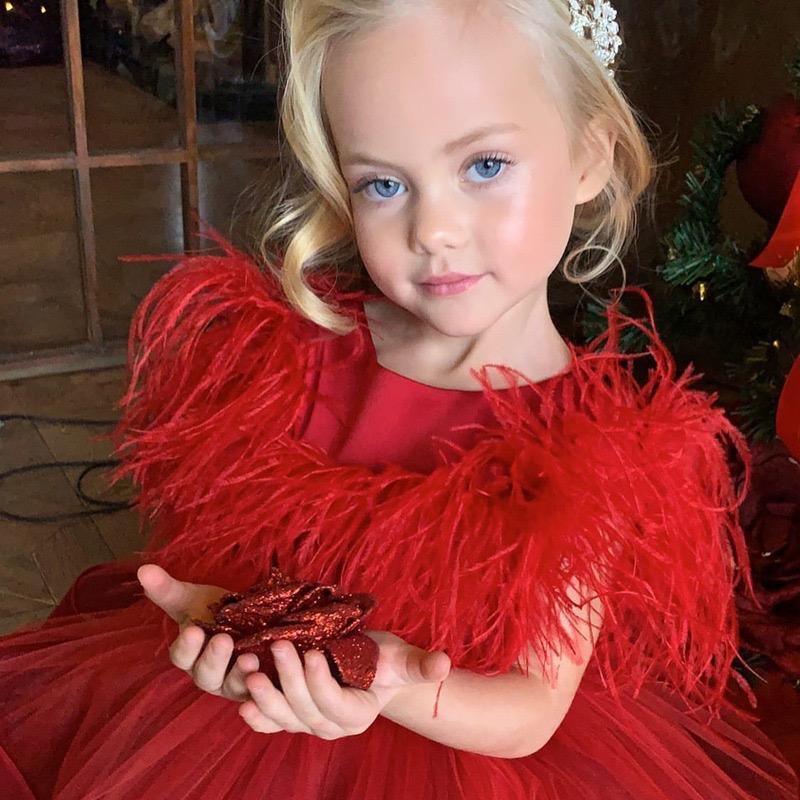 feather red flower girl dresses new girl wedding dresses cheap communion pageant dresses gowns Tutu Gown little Girl Dress for Wedding Ceremony Summer
