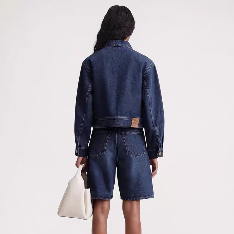 NEW tte cropped denim jacket Coat DARK BLUE high quality