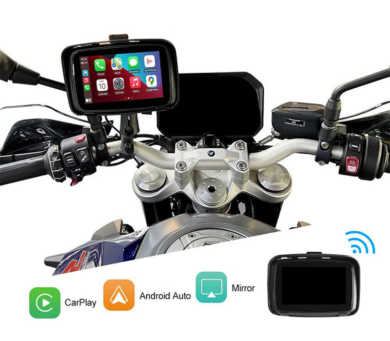 5 Inch Motorcycle Touch Monitor With CarPlay and Android Auto Outdoor IPSX7 Waterproof External Portable Motor Car Special GPS Navigator