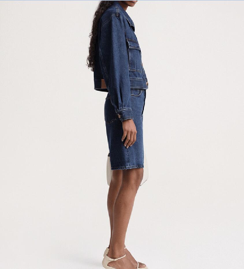 NEW tte cropped denim jacket Coat DARK BLUE high quality